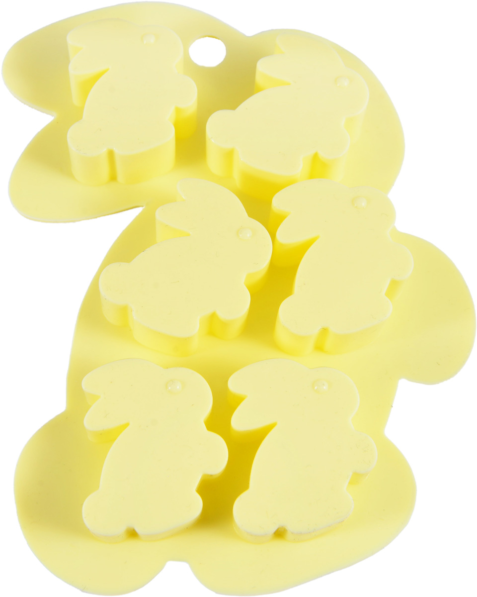 фото Форма для льда и шоколада Fissman "Зайчата", 6 ячеек, цвет: желтый, 15 х 11 х 1,5 см