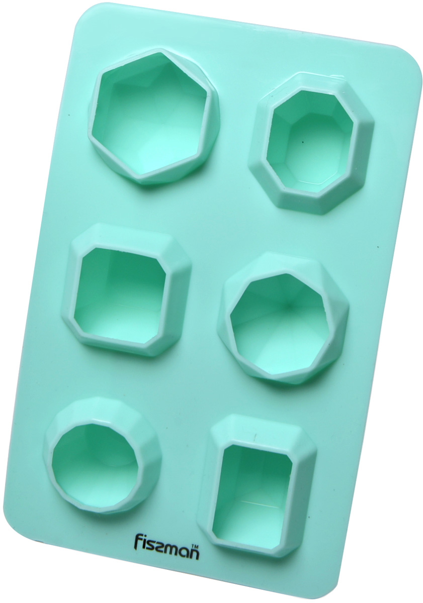 фото Форма для льда и шоколада Fissman "Геометрия", 6 ячеек, цвет: бирюзовый, 16,5 х 10,5 х 3 см