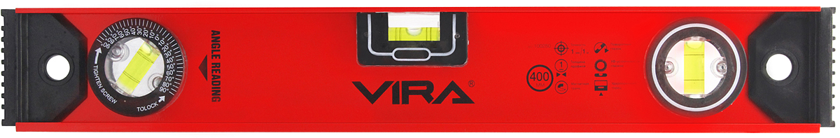 фото Уровень "Vira", магнитный, 3 глазка, 400 мм