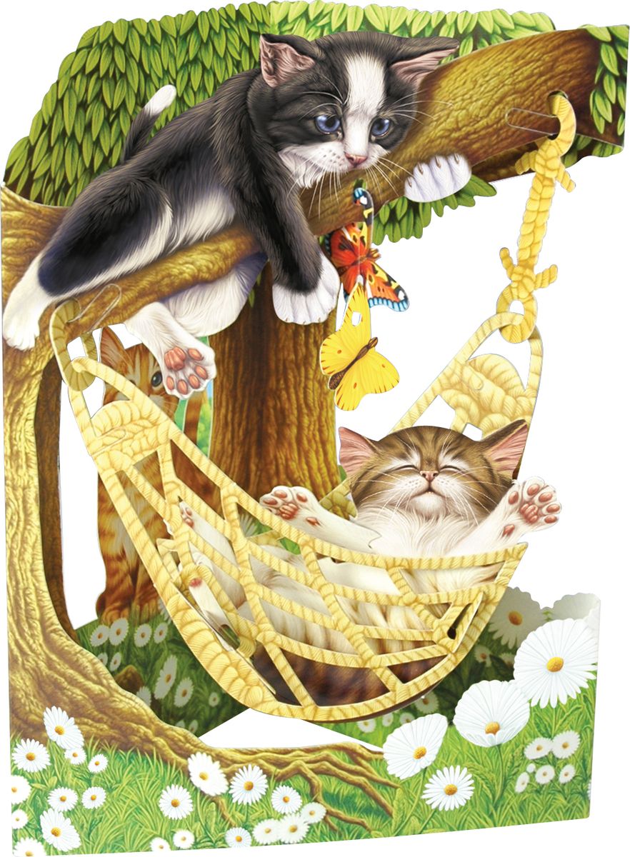 фото Объемная открытка Santoro "Коты в гамаке"