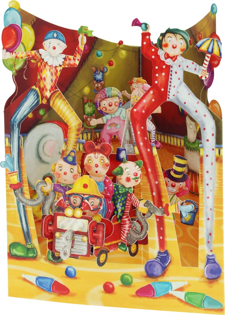 фото Объемная открытка Santoro "Клоуны под куполом цирка"