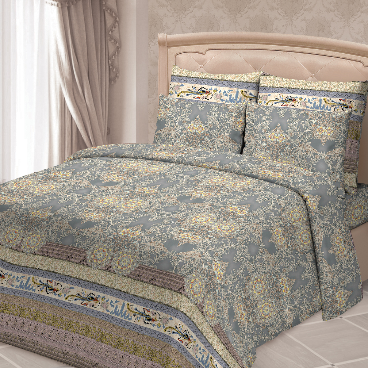 фото Комплект белья Сорренто "Бергамо", 1,5-спальный, наволочки 70х70, цвет: голубой