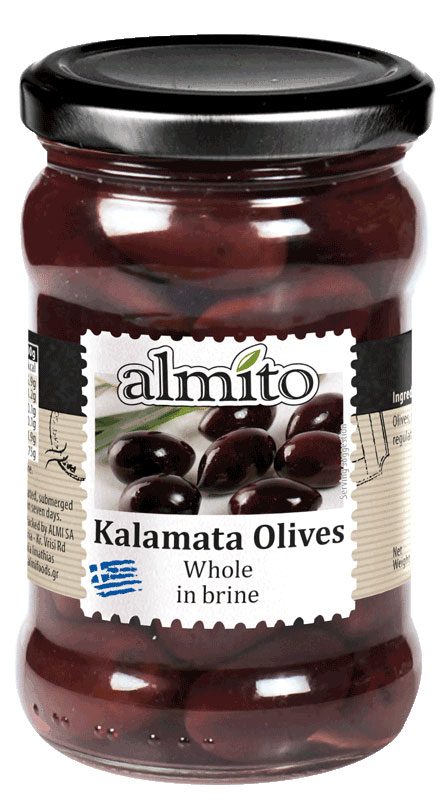Almito Греческие оливки сорта Каламата с косточкой, 320 мл
