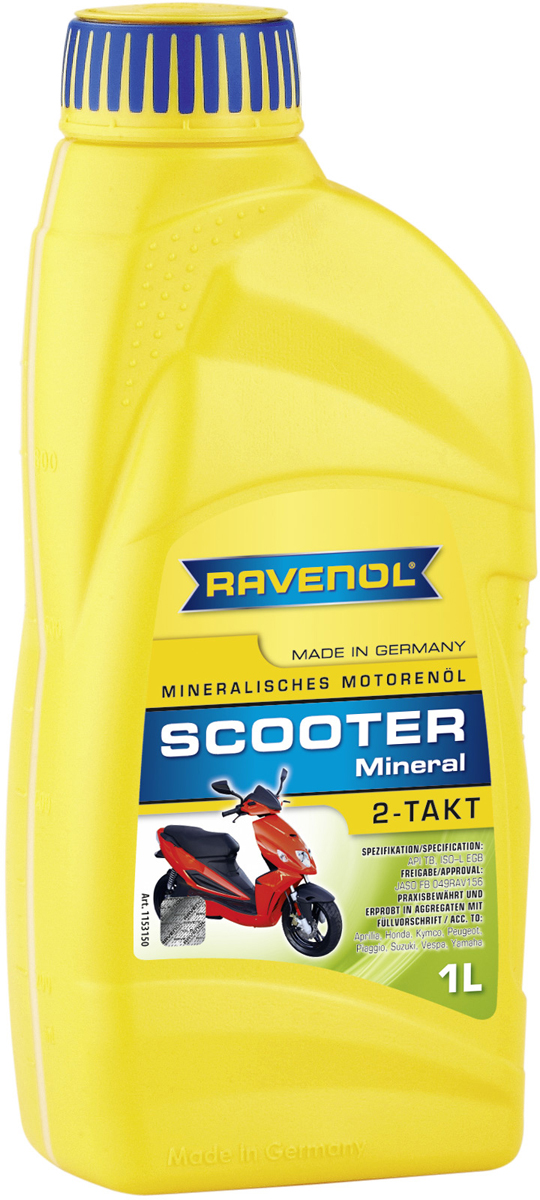 фото Масло моторное Ravenol "Scooter 2-Takt Mineral", минеральное, 1 л