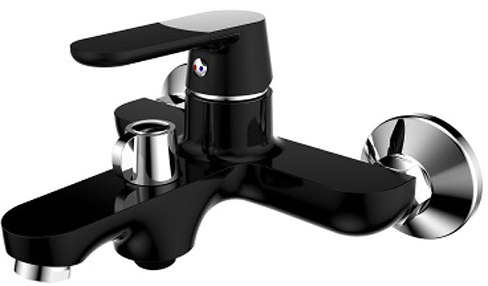 фото Смеситель для ванны "РМС", вертикальный, цвет: черный. SL123BL-009E Ростовская мануфактура сантехники