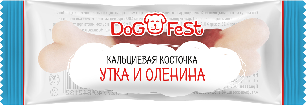 фото Лакомство для собак Dog Fest "Кальциевая косточка с уткой и олениной", 20 шт по 7,6 г