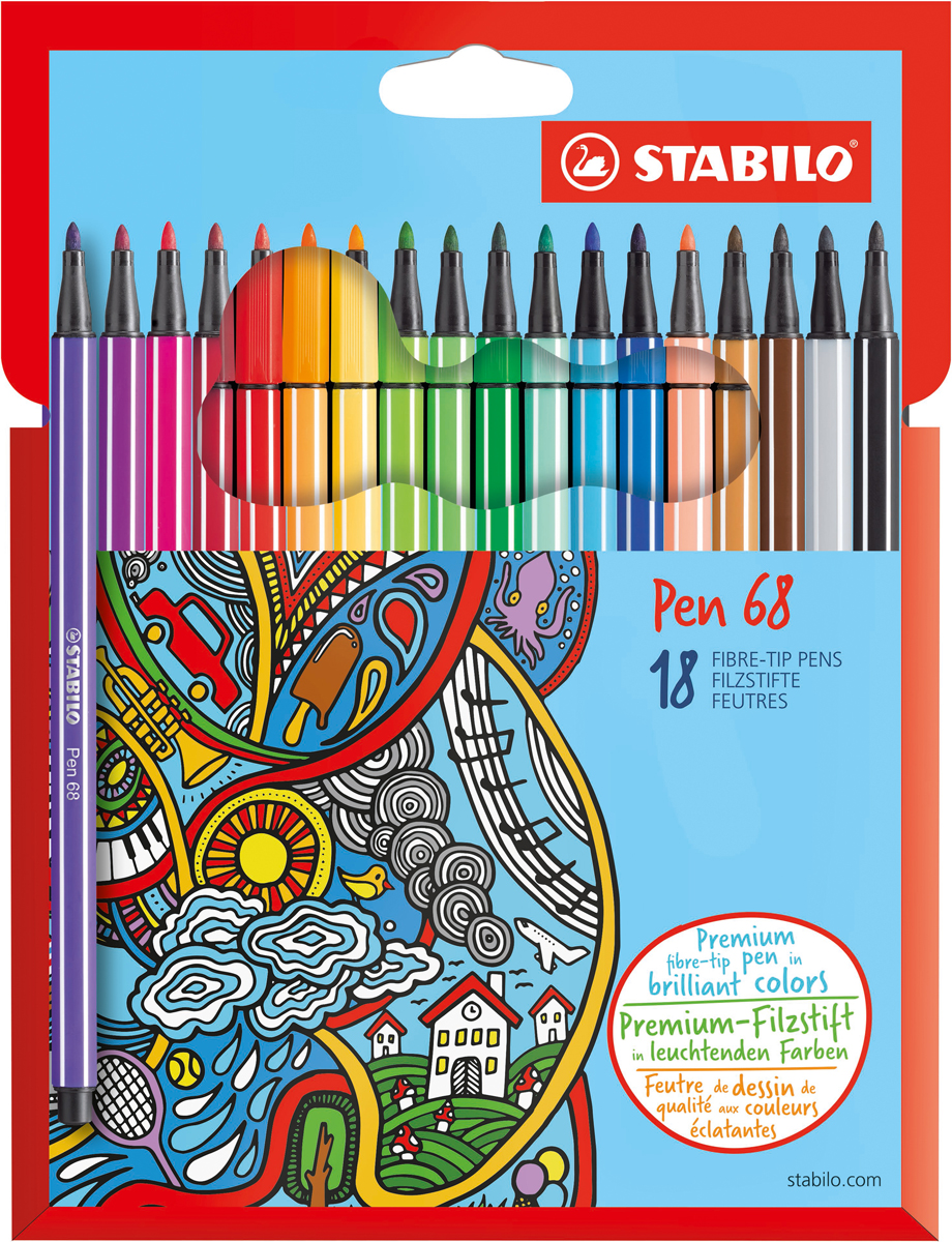 STABILO Набор фломастеров Pen 68 18 цветов STABILO Набор фломастеров Pen 68 18 цветов