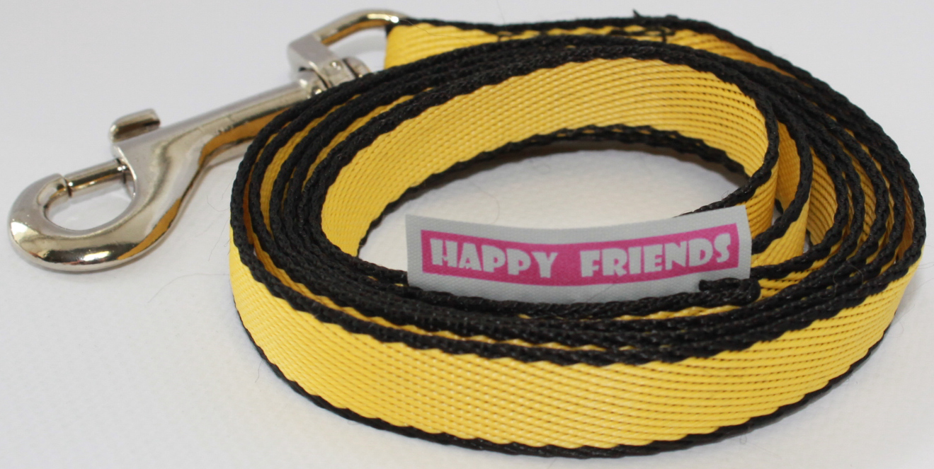 фото Поводок для собак "Happy Friends", цвет: желтый, ширина 1,4 см, длина 1,20 м