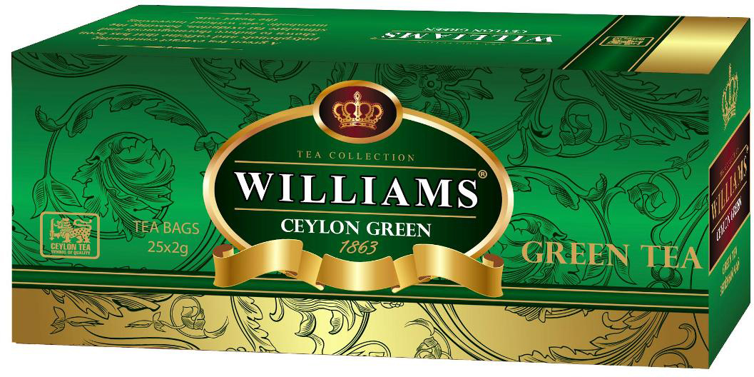 Зеленый чай дав. Чай Williams Royal Ceylon. Чай Грин Цейлон. Цейлонский чай зеленый. Цейлонский зелёный чай в пакетиках.