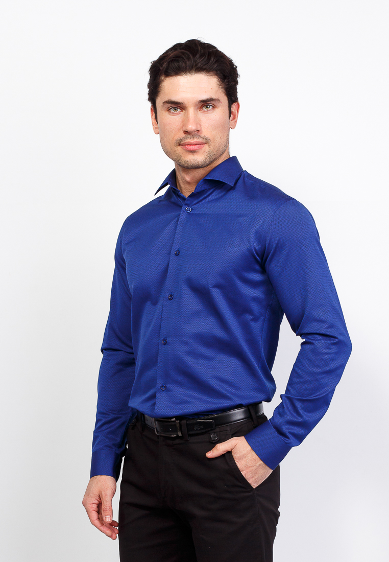 Темно синяя рубашка мужская