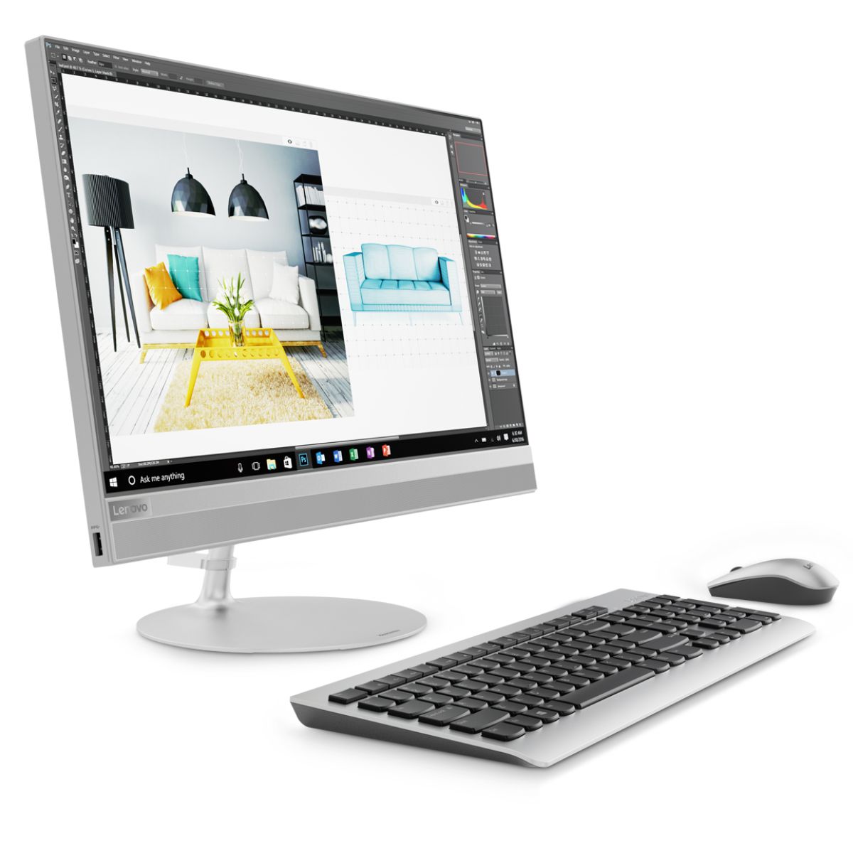 фото Моноблок Lenovo IdeaCentre 520-22IKU, F0D500BDRK, 21.5", серебристый