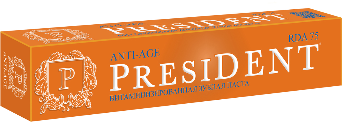 Зубная паста PresiDENT Anti-Age, витаминизированная, 75 RDA, 75 мл ...