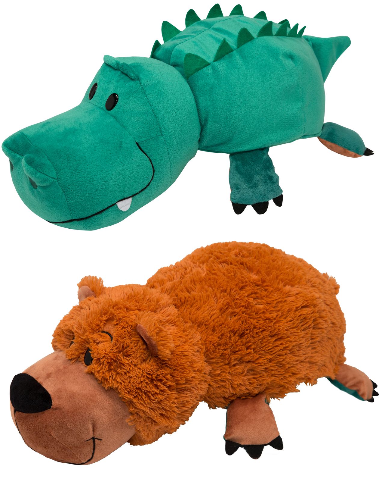 фото 1TOY Мягкая игрушка Вывернушка 2в1 Медведь-Крокодил 40 см