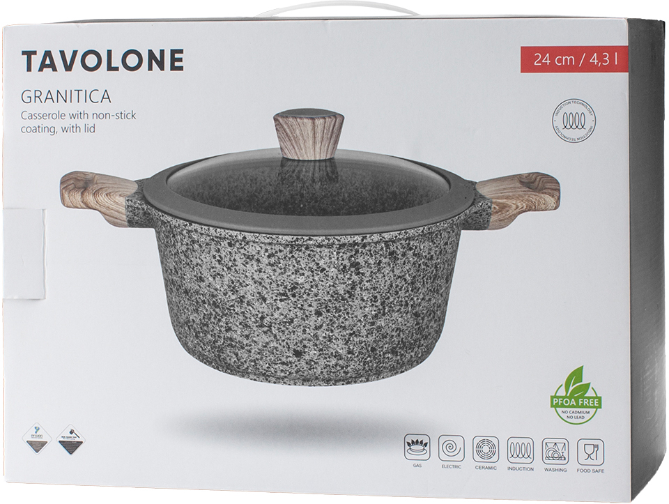 фото Кастрюля Tavolone "Granitica", с антипригарным покрытием, с крышкой, 4,3 л