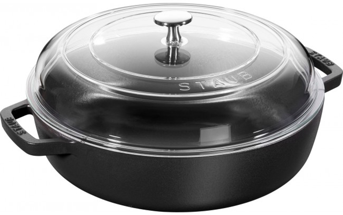 фото Сотейник "Staub", со стеклянной крышкой, цвет: черный. Диаметр 28 см