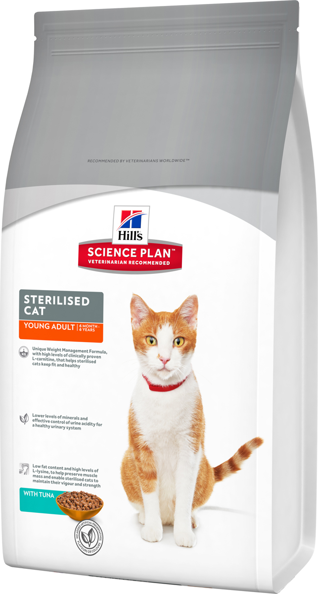 фото Корм сухой Hill's Science Plan Sterilised Cat для стерилизованных молодых кошек от 6 месяцев до 6 лет, с тунцом, 1,5 кг