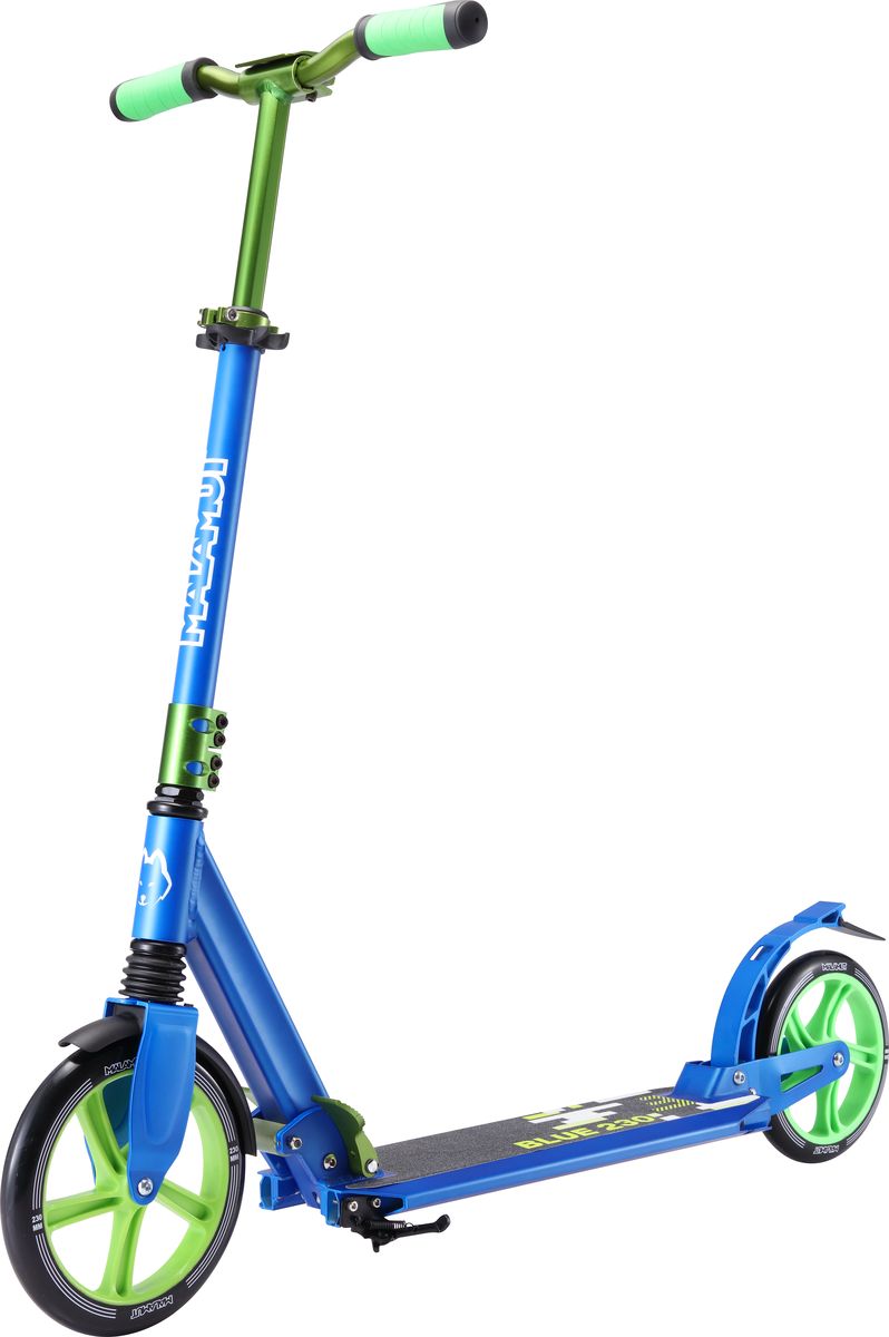 фото Самокат "Malamut", цвет: синий, зеленый, 2-х колесный, складной