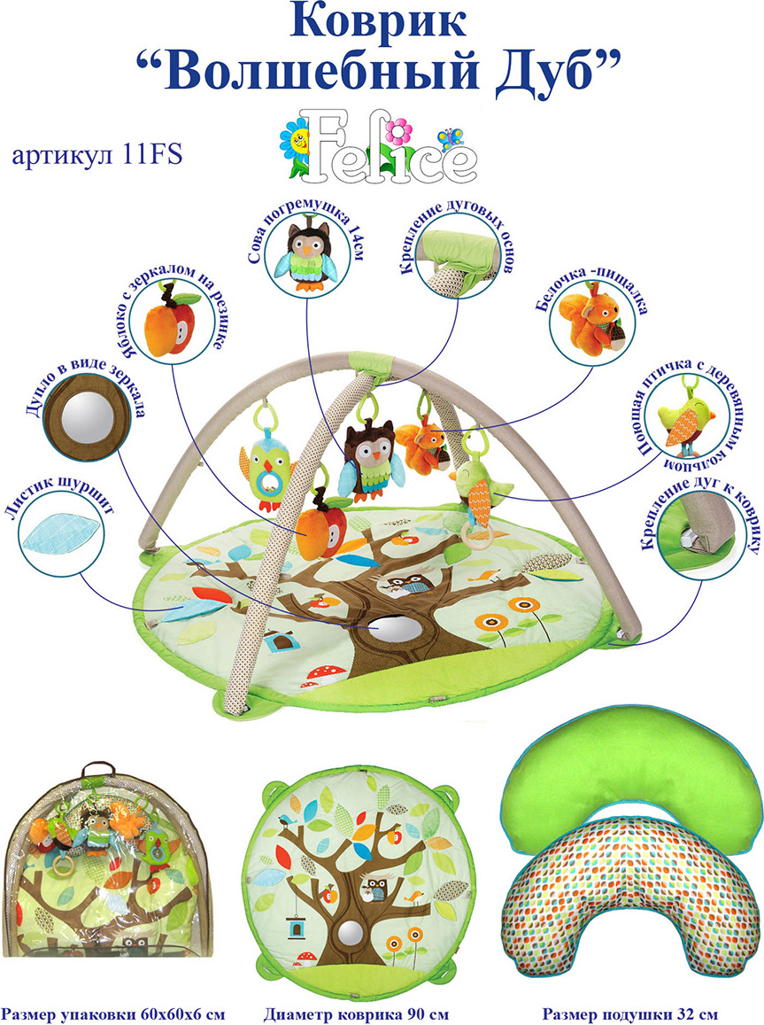фото Развивающий коврик Felice "Волшебный дуб", 95 х 95 см
