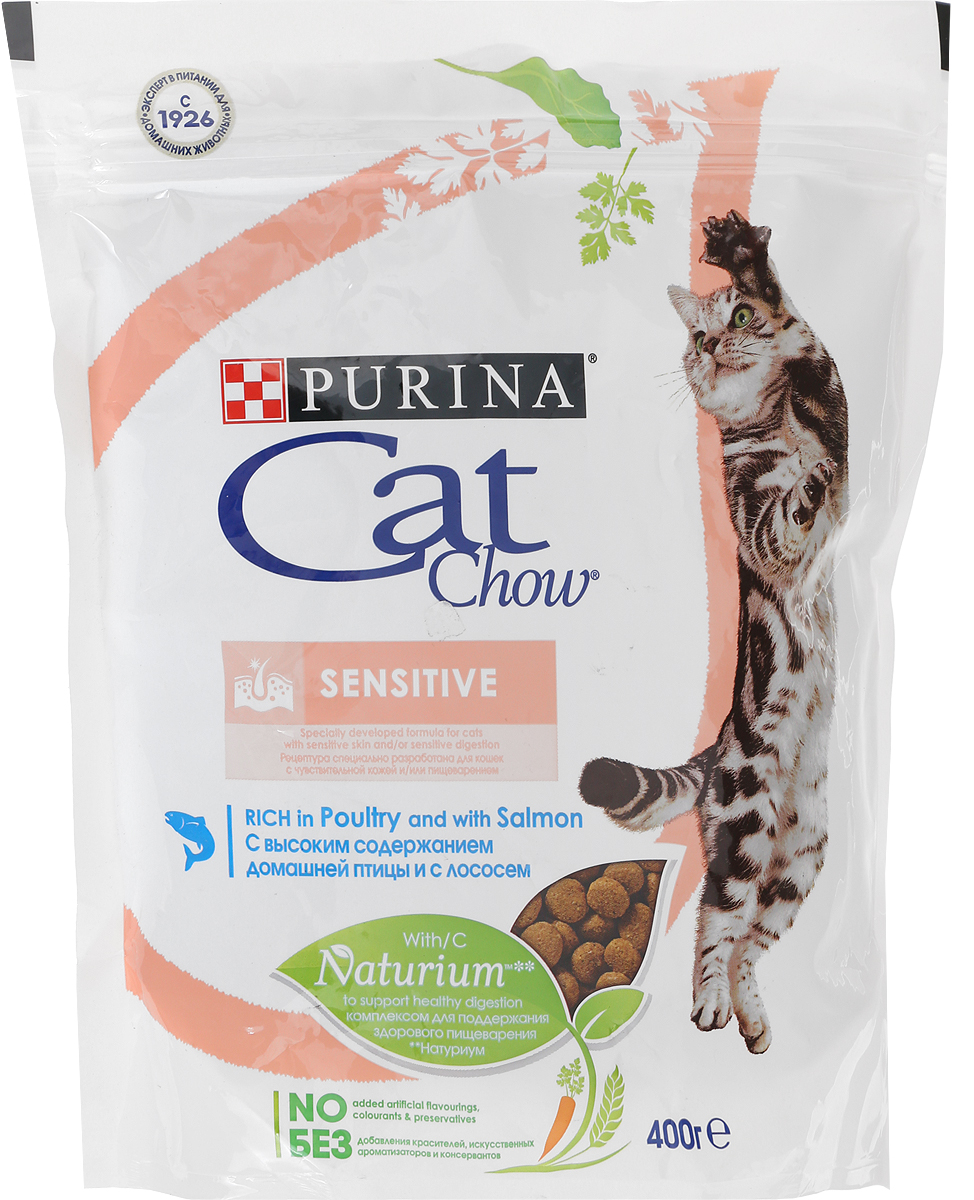 фото Корм сухой Cat Chow "Sensitive" для кошек с чувствительным пищеварением, 400 г