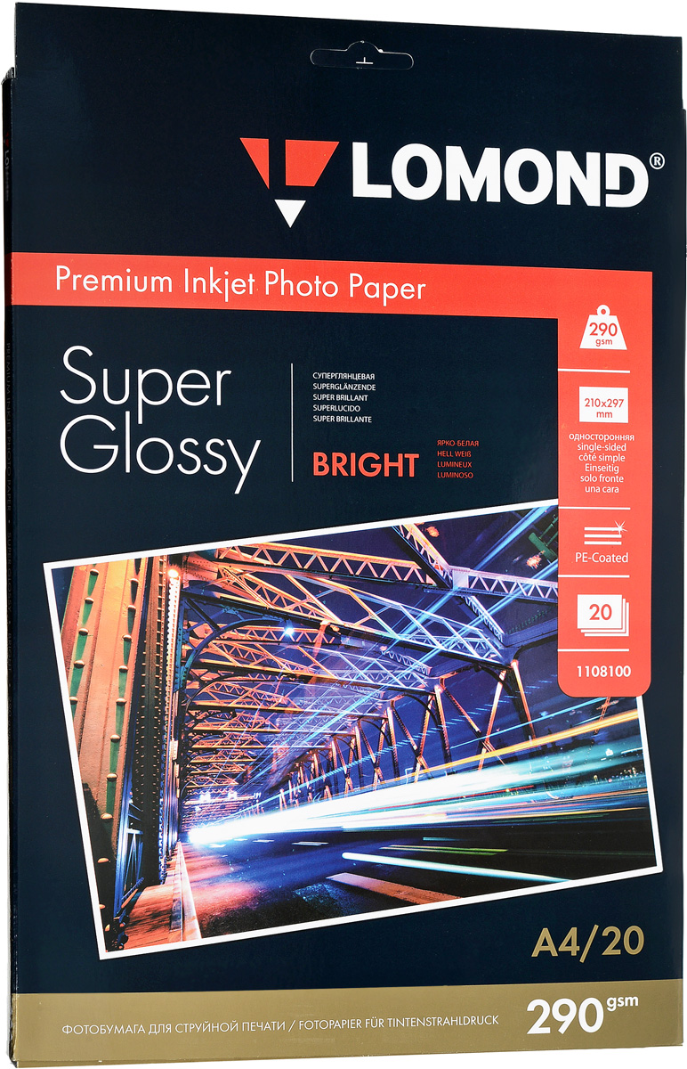 Lomond Super Glossy Bright 290/A4/20л суперглянцевая Lomond Super Glossy Bright 290/A4/20л суперглянцевая