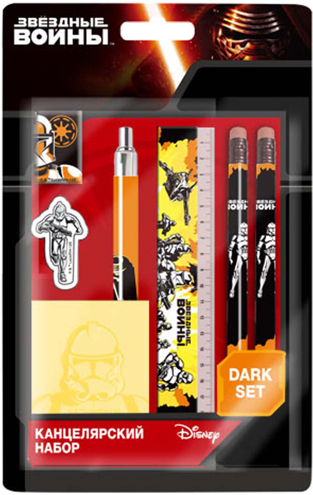 фото Lucasfilm Канцелярский набор Lucasfilm Star Wars на блистере линейка, резинка, точилка, 2 карандаша, ручка, стикеры