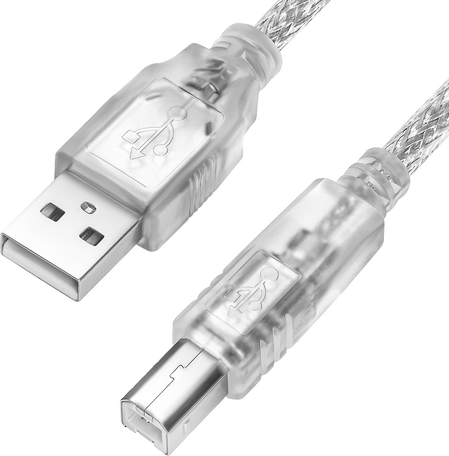 Greenconnect GCR-UPC2M-BB2S, Transparent кабель USB 2.0 Тип A/B (1 м)