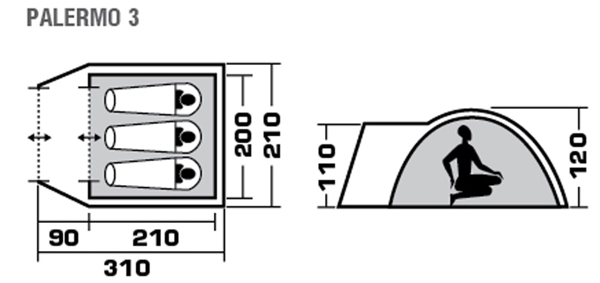 фото Палатка трехместная TREK PLANET "Palermo 3", цвет: зеленый