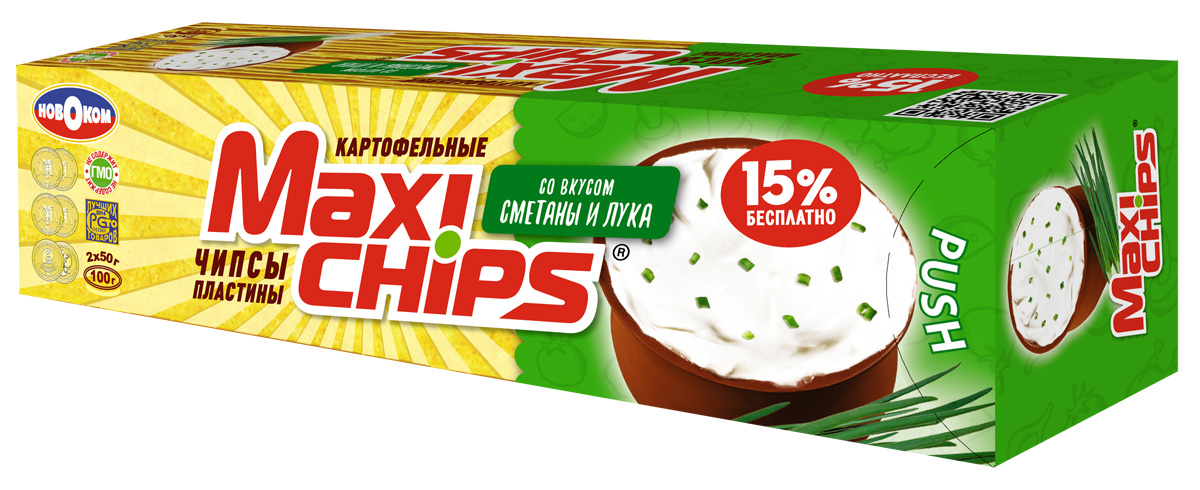 Характеристики Maxi-chips Чипсы картофельные со вкусом сметаны и лука ...