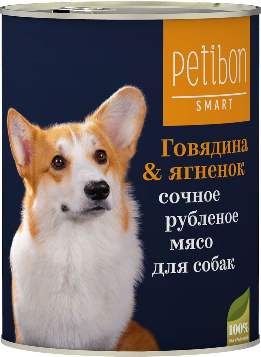 фото Корм консервированный для собак Petibon "Smart Рубленое мясо", с говядиной и ягненком, 410 г