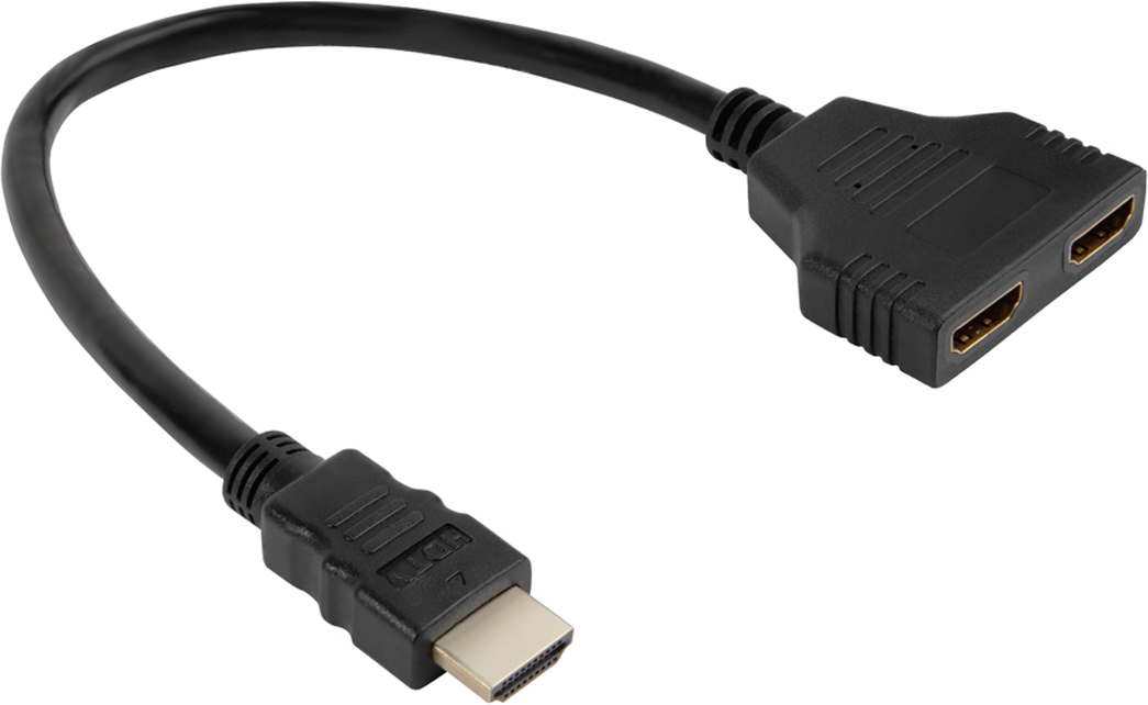 фото Greenconnect GCR-HDM1HDF2, Black разветвитель HDMI 1M -> 2F (0,3 м)