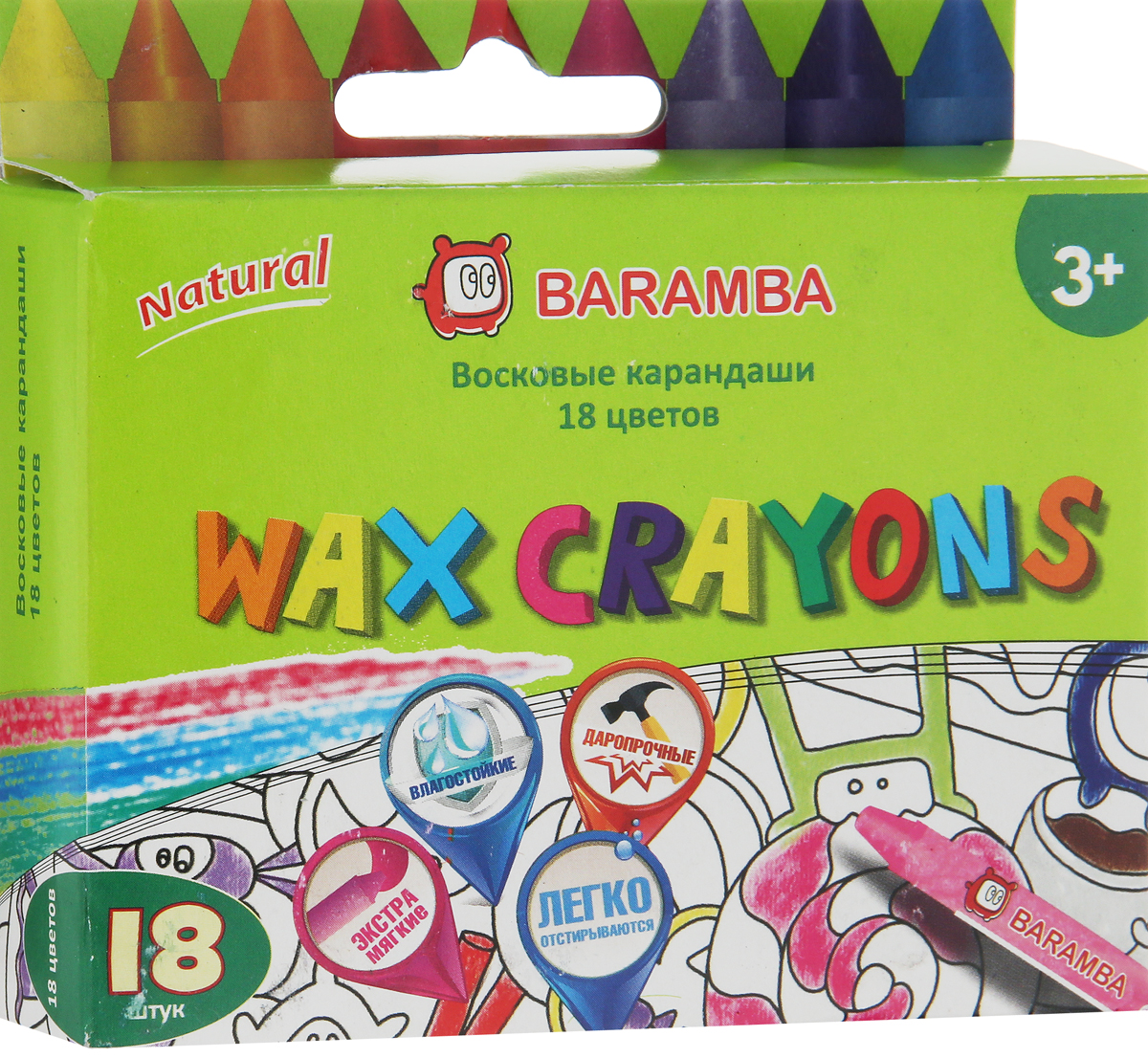 фото Набор восковых карандашей Baramba "Wax Crayons", 18 шт