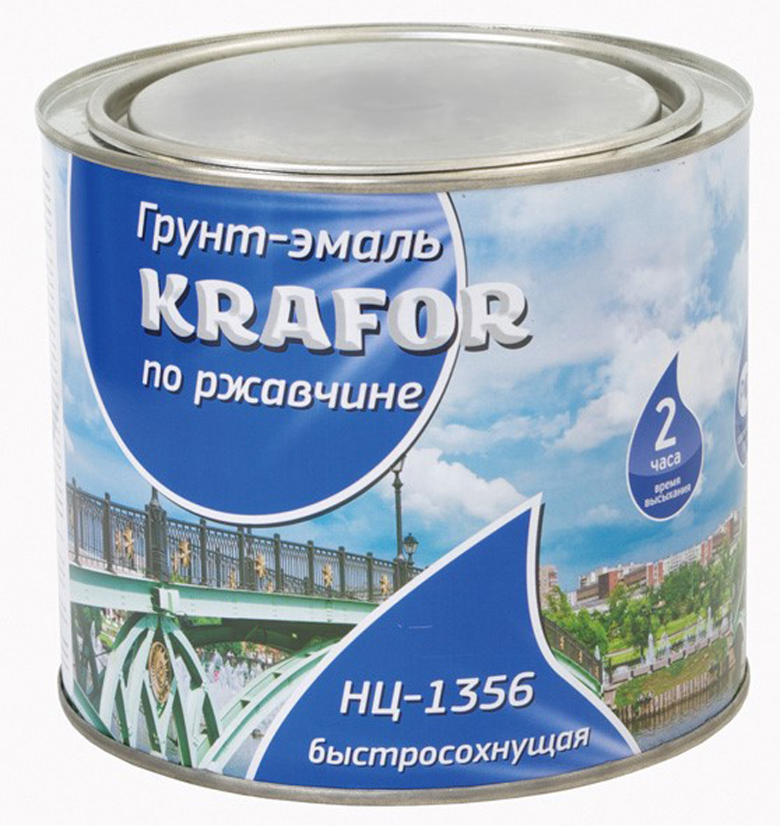 фото Эмаль по ржавчине Krafor НЦ-1356, цвет: серый, 1,7 кг