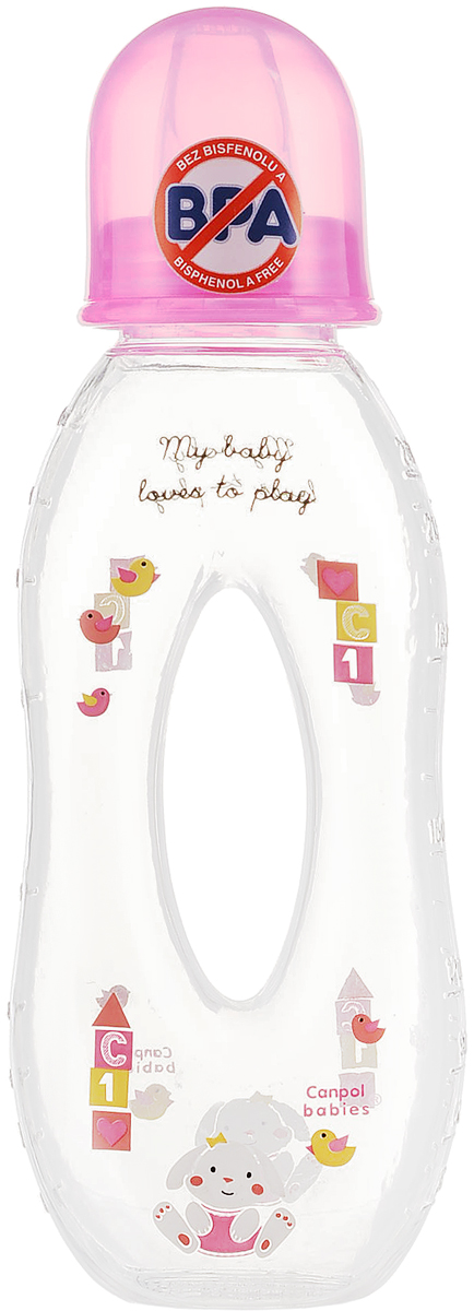 Canpol Babies Бутылочка с силиконовым носиком от 6 месяцев цвет розовый белый 250 мл