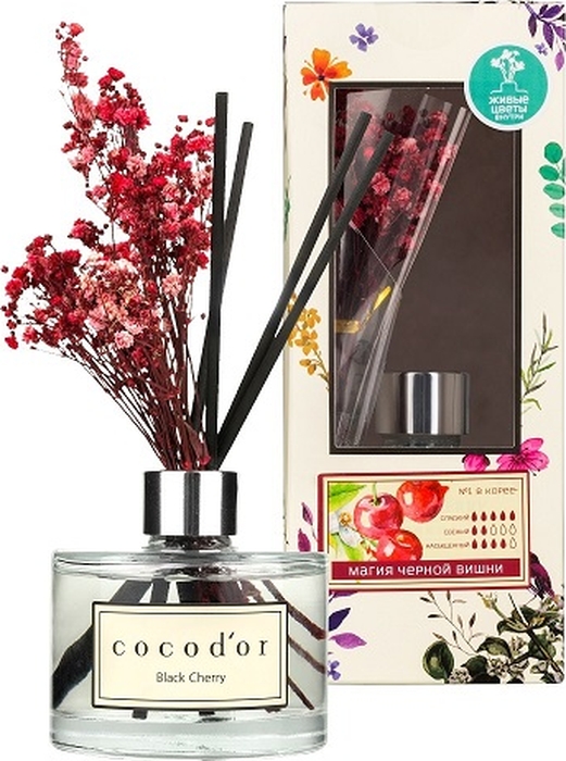 фото Аромадиффузор Cocodor "Магия черной вишни", с живыми цветами , 200 мл