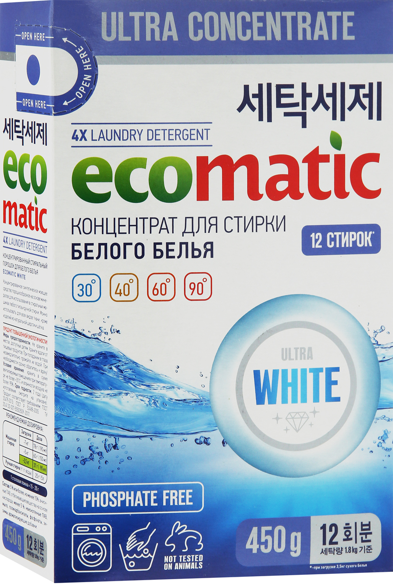 фото Концентрированный стиральный порошок Ecomatic "White", 450 г