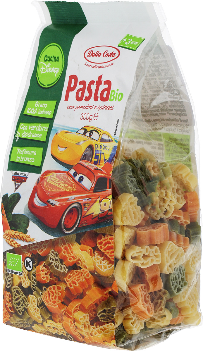 Dalla Costa Disney Фигурные Тачки БИО со шпинатом и томатом, 300 г