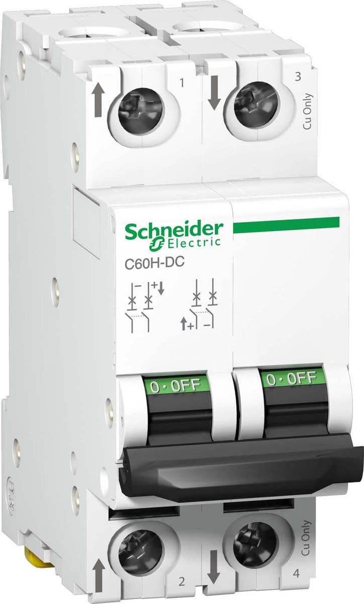 фото Автоматический выключатель "Schneider Electric", модульный, 2п C, 2А, 10кА, C60H-DC, A9N61522