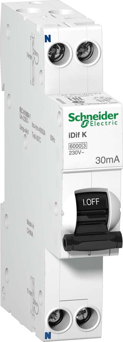 фото Дифференциальный автомат Schneider Electric "Acti9", 2п C, 16А, 30мА, тип A, 6кА, iDif , цвет: , A9D49616