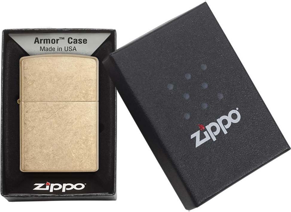 фото Зажигалка Zippo "Armor", цвет: золотистый, 3,6 х 1,2 х 5,6 см. 47055