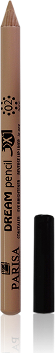 Parisa Универсальный Корректор карандаш для контур губ, бровей, век 3в1, тон №02 медиум, 1,2 г