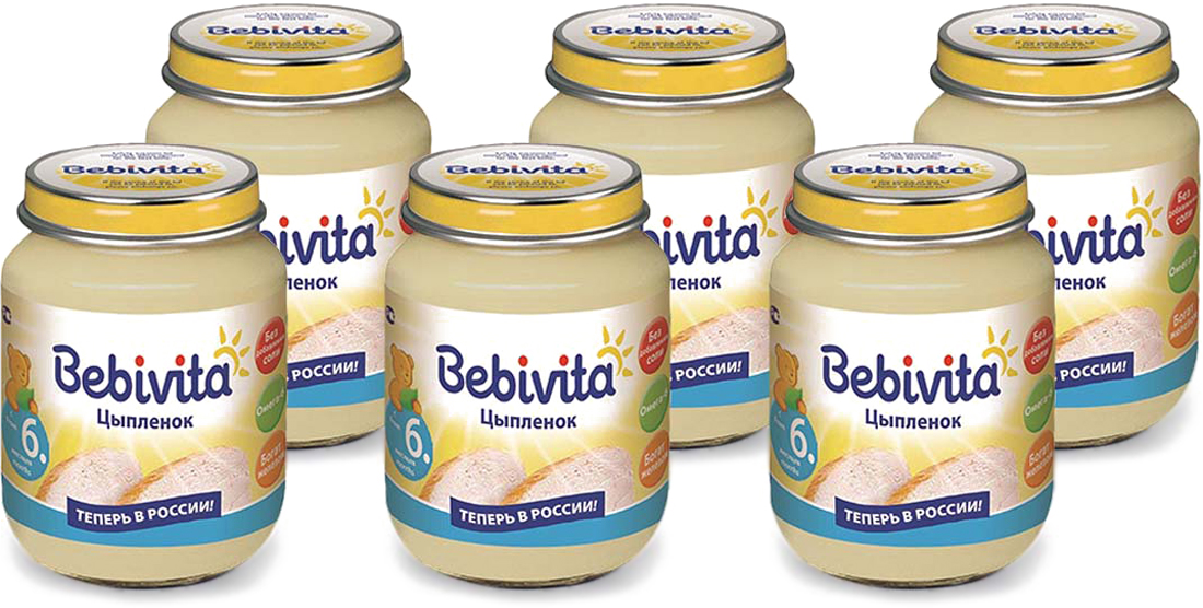 фото Bebivita пюре цыпленок, с 6 месяцев, 6 шт по 100 г