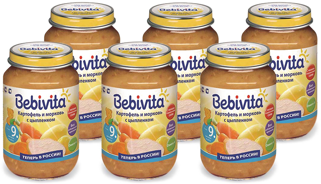 фото Bebivita пюре картофель и морковь с цыпленком, с 9 месяцев, 6 шт по 190 г