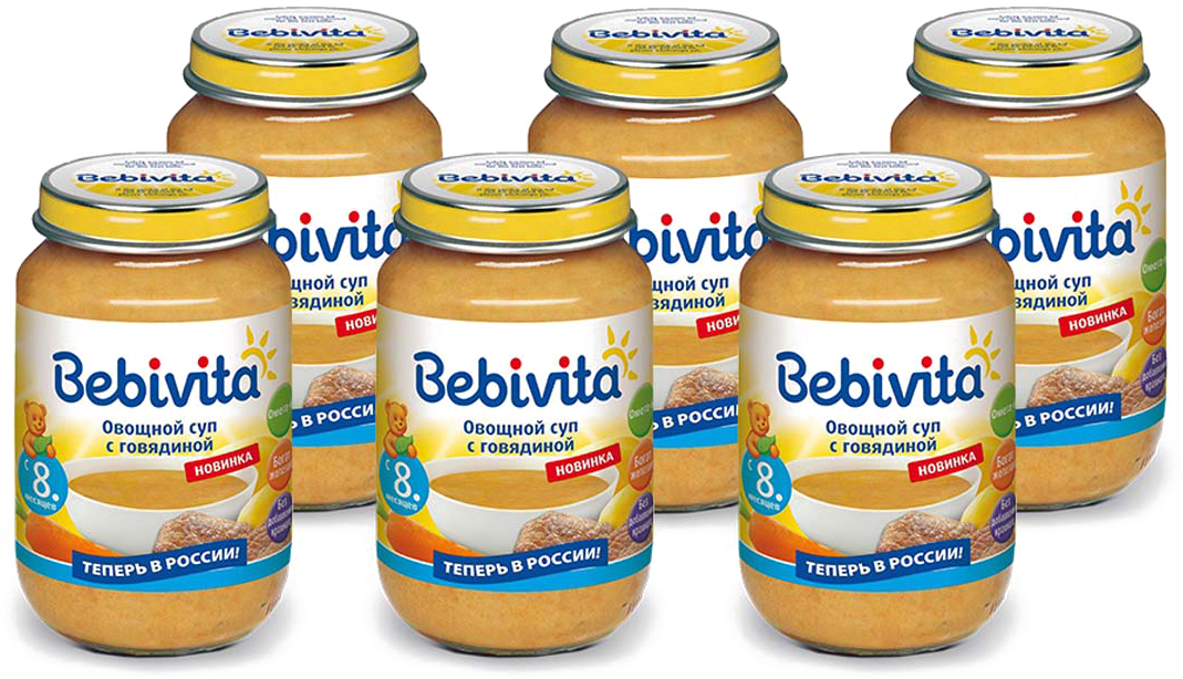 фото Bebivita суп-пюре овощной с говядиной, с 8 месяцев, 6 шт по 190 г