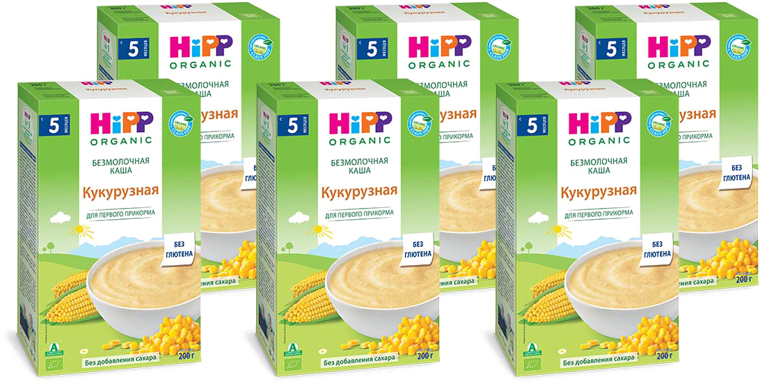 фото Hipp каша зерновая кукурузная, 5 месяцев, 6 шт по 200 г