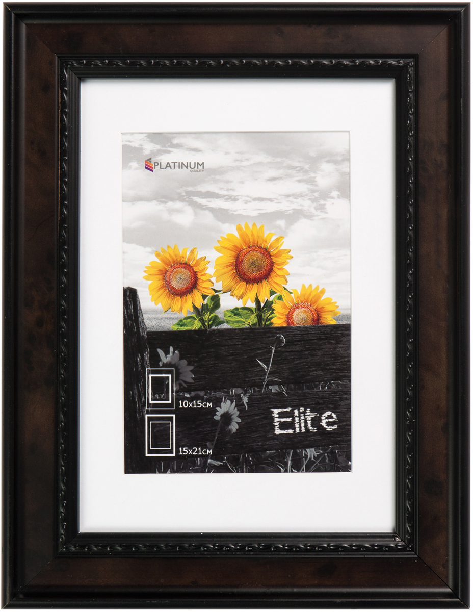 фото Фоторамка Platinum "Elite", с паспарту, цвет: коричневый, 10 х 15 см, 15 х 21 см. W3274