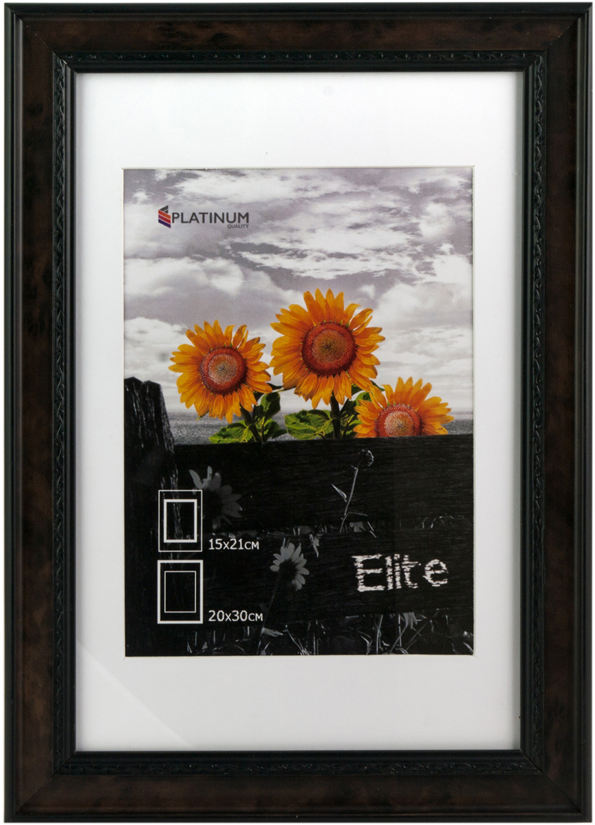 фото Фоторамка Platinum "Elite", с паспарту, цвет: коричневый, 15 х 21 см, 20 х 30 см. W3274