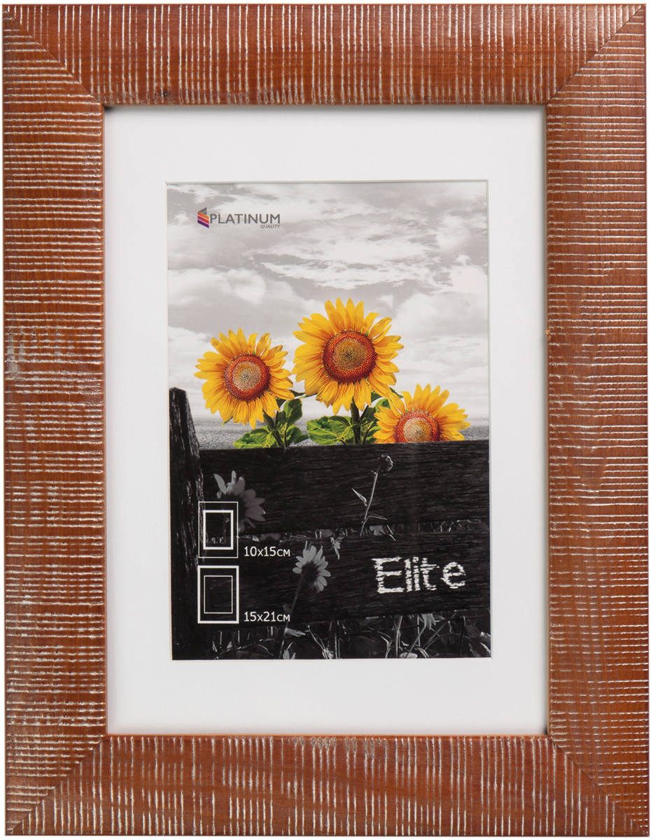 фото Фоторамка Platinum "Elite", с паспарту, цвет: коричневый, 10 х 15 см, 15 х 21 см. W3138