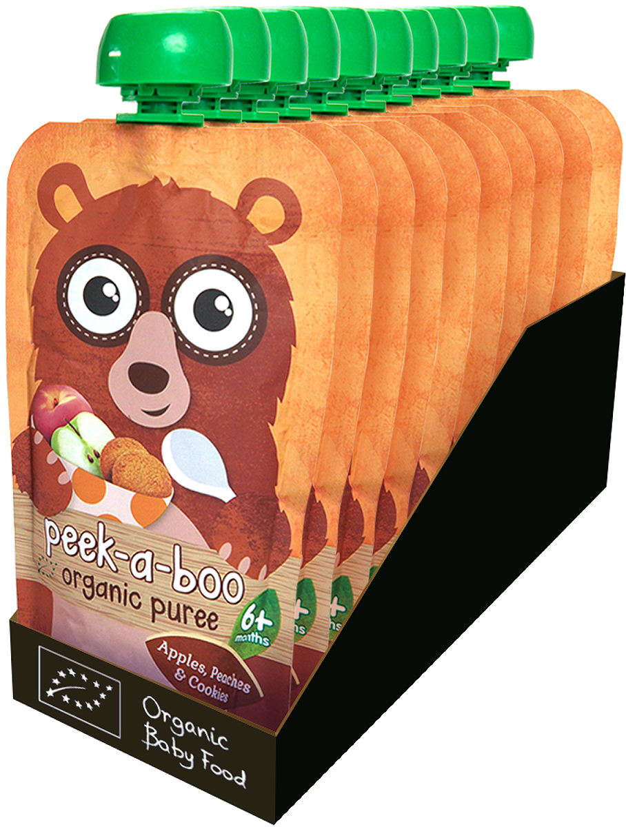 Пюре Peek-a-boo органическое фруктовое из яблок, персиков, со вкусом печенья с 6 месяцев, 10 шт по 113 г Пюре Peek-a-boo органическое фруктовое из яблок, персиков, со вкусом печенья с 6 месяцев, 10 шт по 113 г