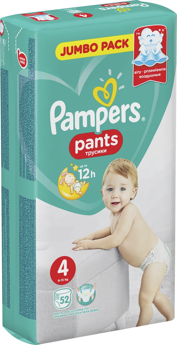 фото Pampers Pants Трусики 9-15 кг (размер 4) 52 шт