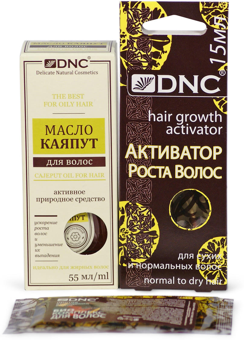 DNC, Активатор роста для сухих и нормальных волос, 15 мл; Масло Каяпут для волос, 55 мл + ПОДАРОК Бикомплекс против выпадения волос, 15 мл